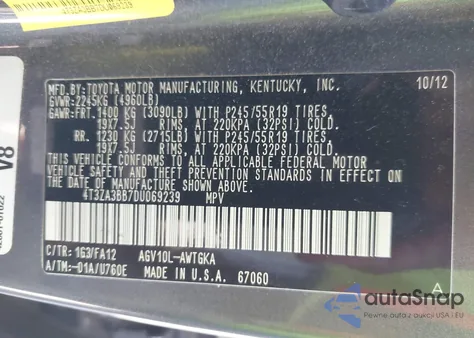 2013 Toyota Venza Le from USA, damaged, VIN 4T3ZA3BB7DU069239